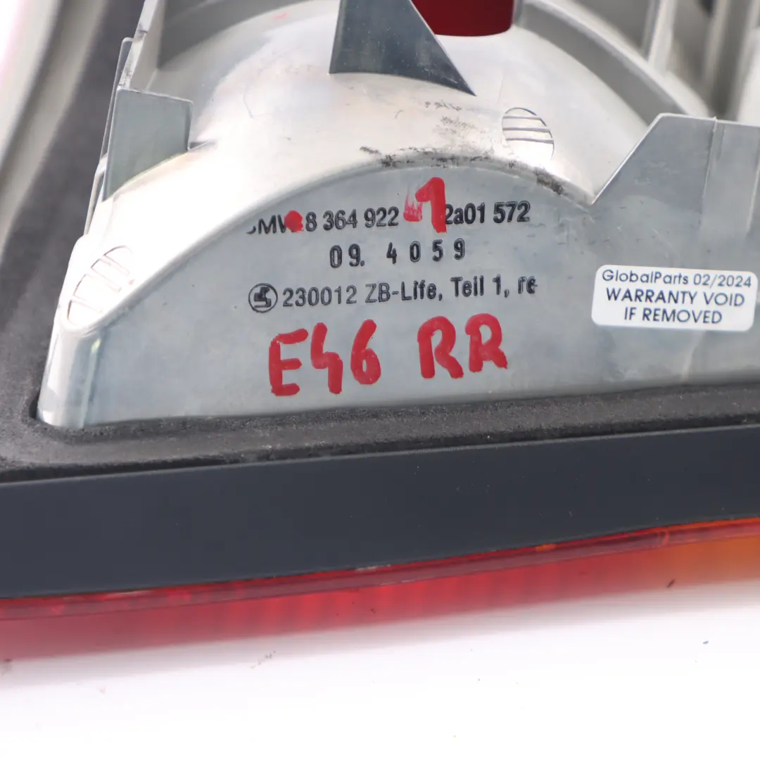 Lamp Side Panel Right O/S Tail Light Taillight to BMW E46 Saloon Rear with Part number 8364922 BMW E46 Saloon Rear Lamp Side Panel Right O/S Tail Light Taillight - SKU 8364922-1 - Part number 8364922