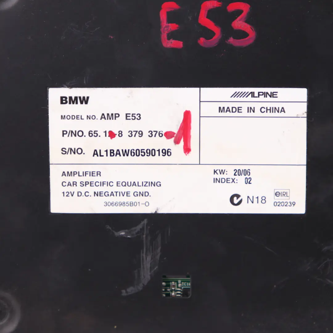 HiFi Audio Sound Speaker System Amplifier Amp Unit to BMW X5 Series E53 with Part number 8379376 BMW X5 Series E53 HiFi Audio Sound Speaker System Amplifier Amp Unit - SKU 8379376-1 - Part number 8379376