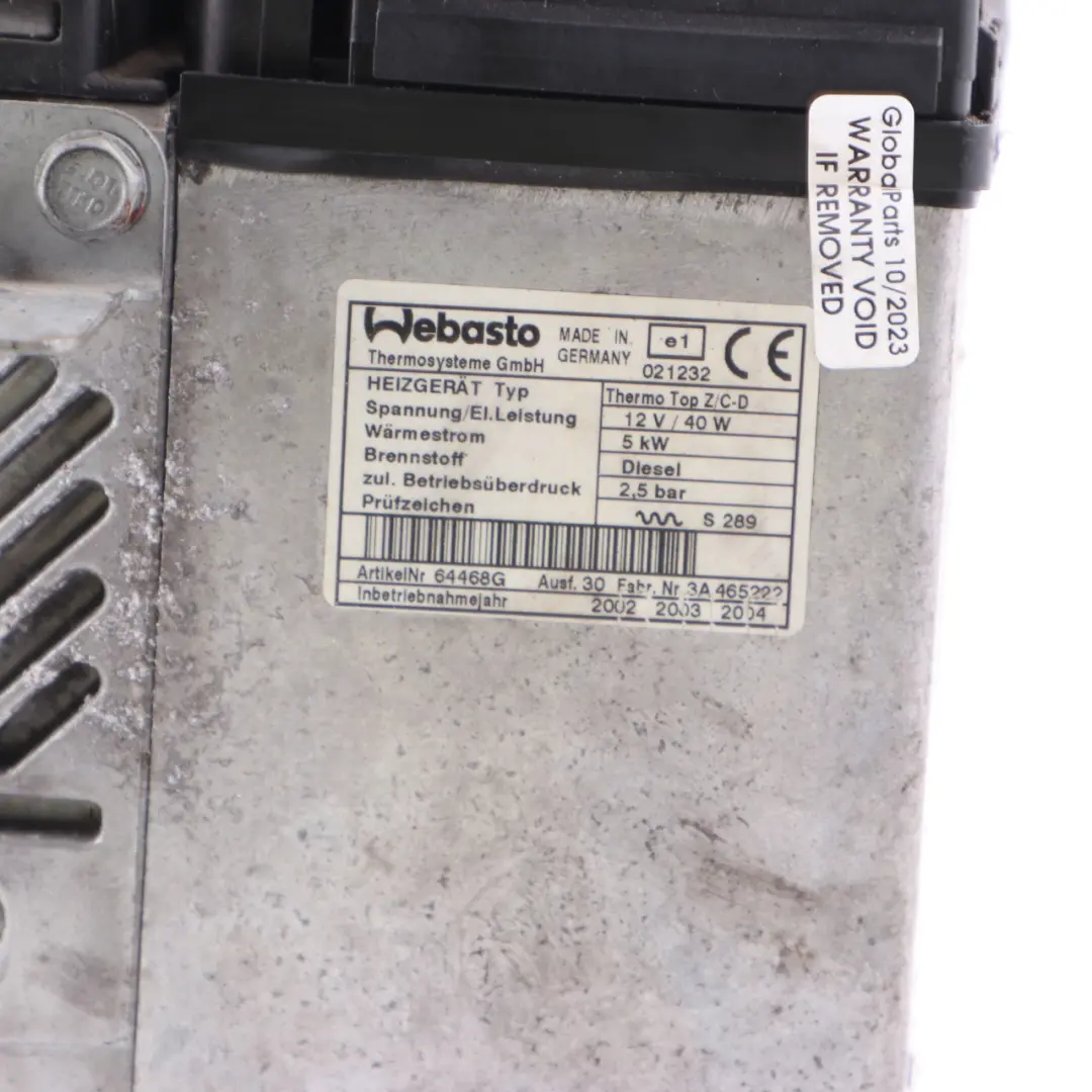 BMW X5 er E53 M57 M57N 3.0d Diesel Webasto Stand- / Zuheizgerät - SKU 8380998-2 - Teilenummer 8380998