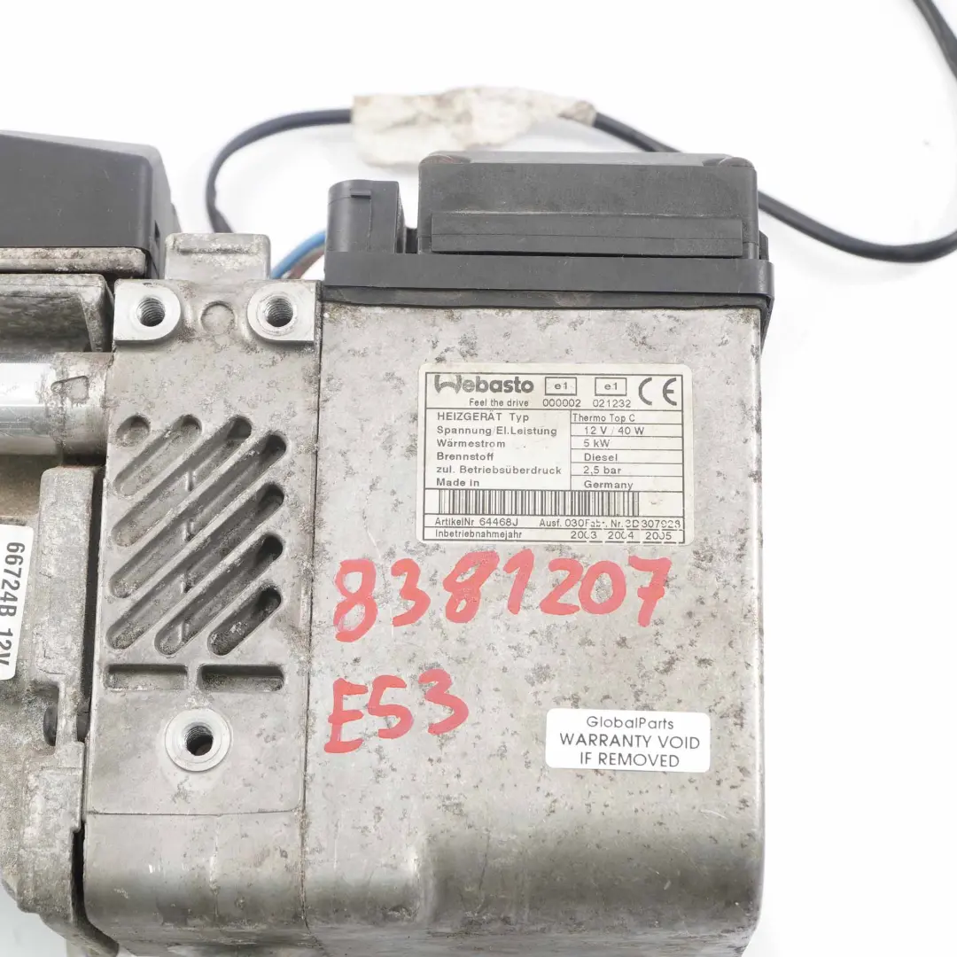 M57 M57N 3.0d Diesel Webasto Auxiliary Heater Control Unit to BMW X5 E53 with Part number 8381207 BMW X5 E53 M57 M57N 3.0d Diesel Webasto Auxiliary Heater Control Unit - SKU 8381207 - Part number 8381207