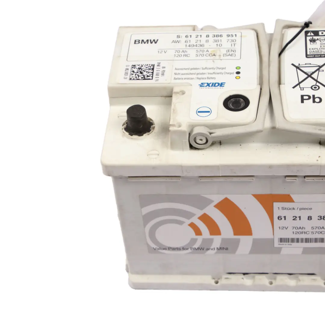 EXIDE 12V Accumulator Battery 70Ah 570A to BMW with Part number 8381730 BMW EXIDE 12V Accumulator Battery 70Ah 570A - SKU 8381730 - Part number 8381730