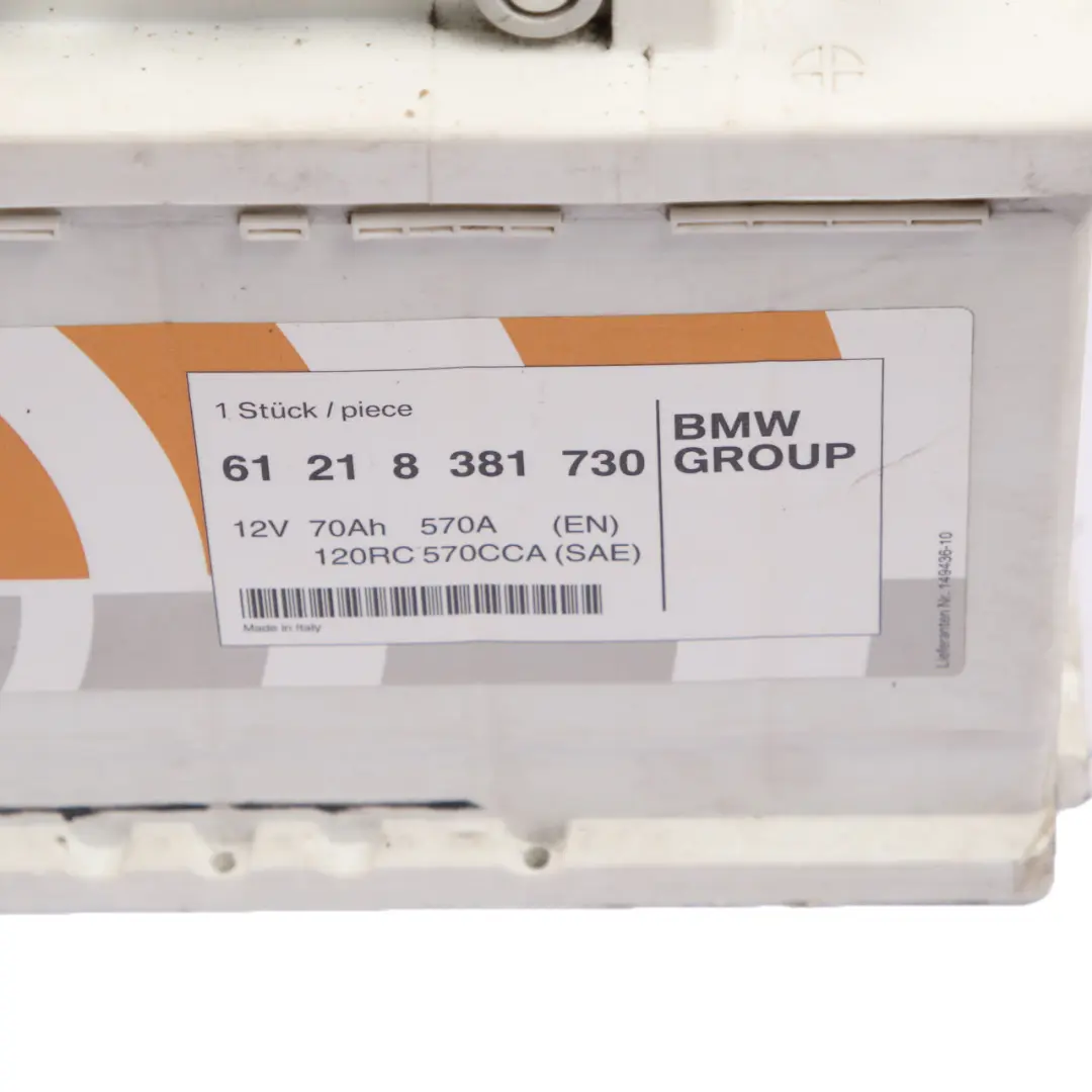 EXIDE 12V Accumulator Battery 70Ah 570A to BMW with Part number 8381730 BMW EXIDE 12V Accumulator Battery 70Ah 570A - SKU 8381730 - Part number 8381730