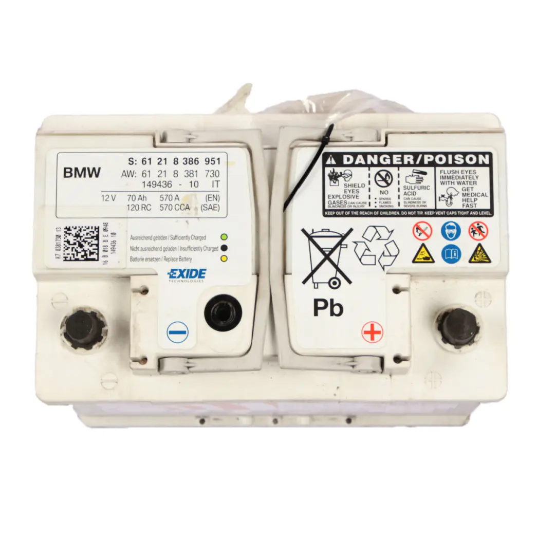 BMW EXIDE 12V Accumulator Battery 70Ah 570A - SKU 8381730 - Part number 8381730