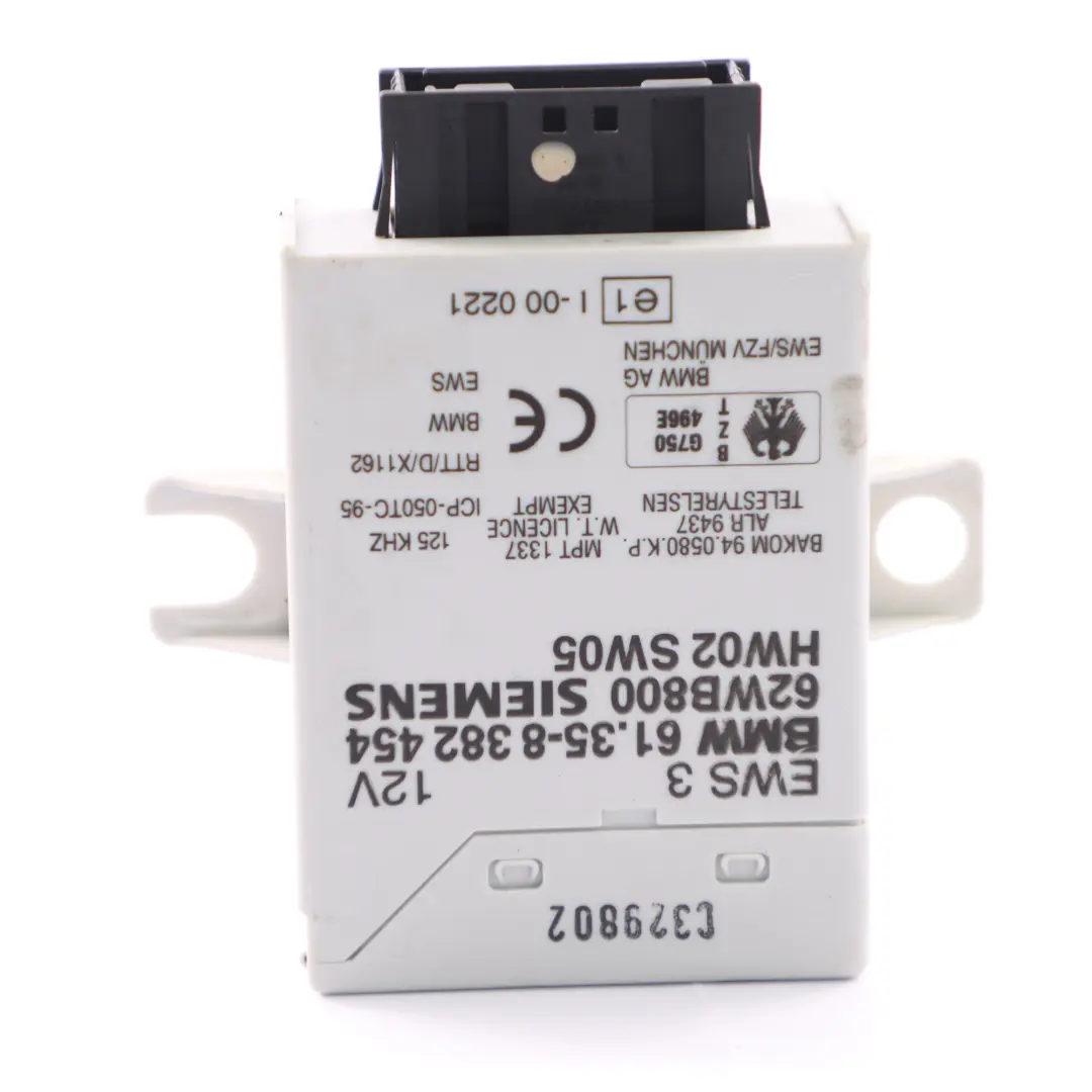 BMW E39 523i Gasolina M52 Inmovilizador EWS 3 Módulo de Control Siemens - SKU 8382454 - Número de pieza 8382454