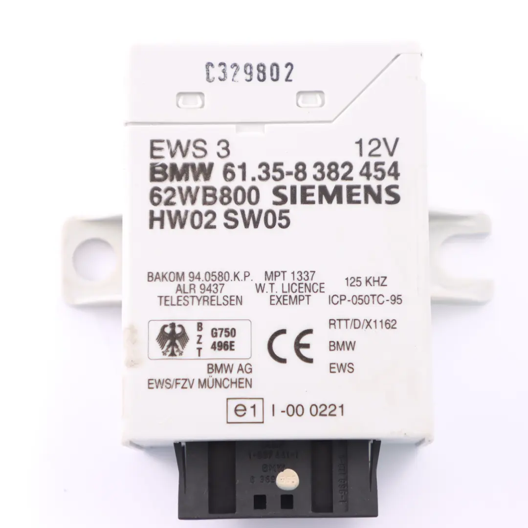 BMW E39 523i Essence M52 Immobilize EWS 3 Module de contrôle Siemens - SKU 8382454 - Numéro de pièce 8382454