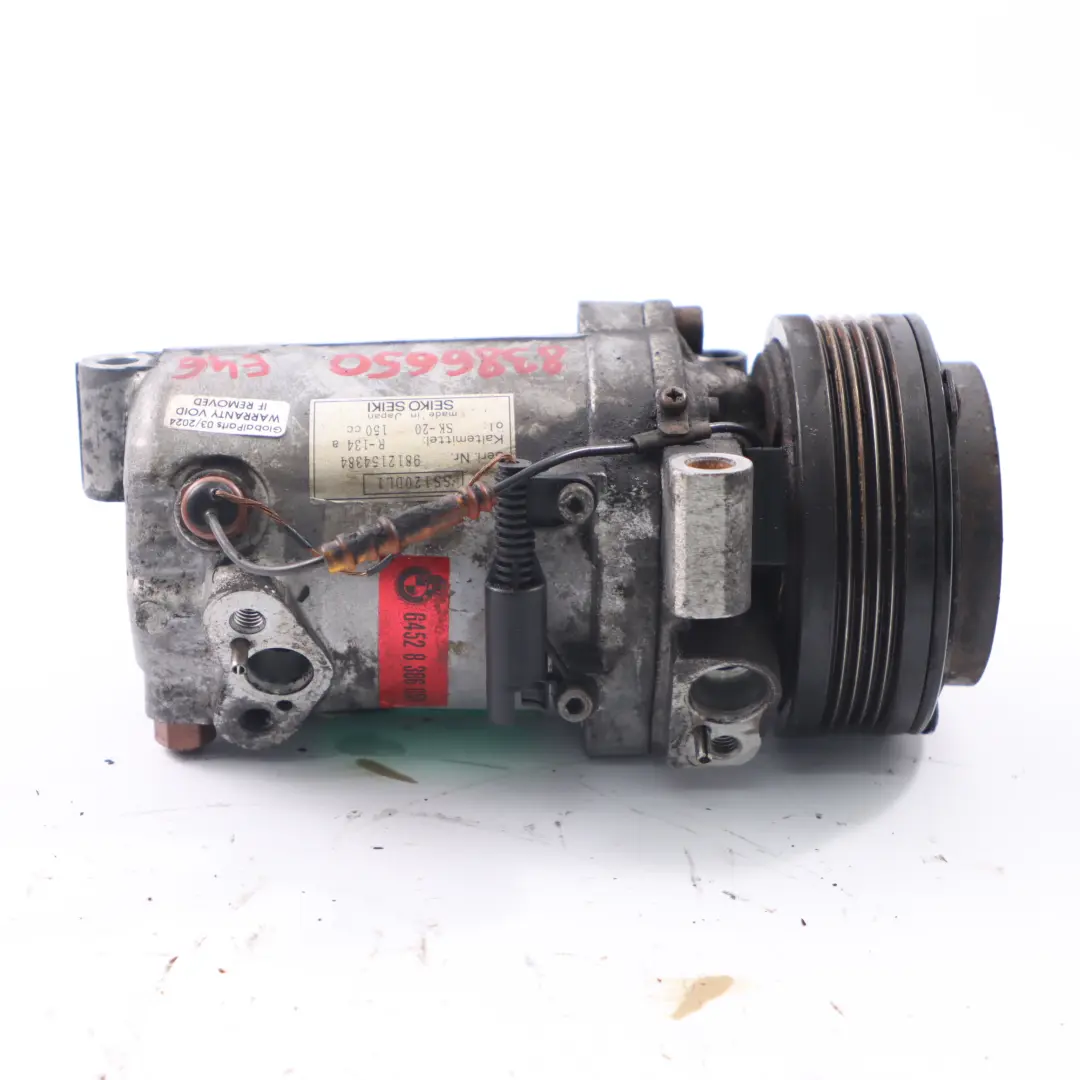 Motore M43 M47 Aria condizionata Compressore A/C per Compressore BMW E46 con numero di parte 8386650 Compressore BMW E46 Motore M43 M47 Aria condizionata Compressore A/C - SKU 8386650 - Numero di parte 8386650
