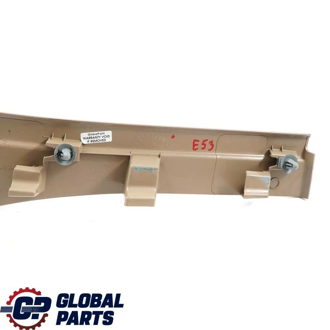 Left Side N/S Entrance Door Sill Cover Hellbeige to BMW X5 Series E53 Rear with Part number 8254295 BMW X5 Series E53 Rear Left Side N/S Entrance Door Sill Cover Hellbeige - SKU 8402109 - Part number 8254295