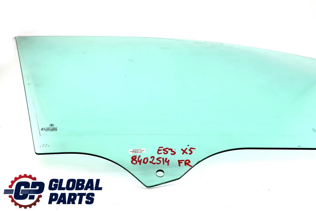 Finestrino Verde Porta Anteriore Destra AS2 5132 per BMW X5 E53 con numero di parte 51328402514 BMW X5 E53 Finestrino Verde Porta Anteriore Destra AS2 5132 - SKU 8402514 - Numero di parte 51328402514