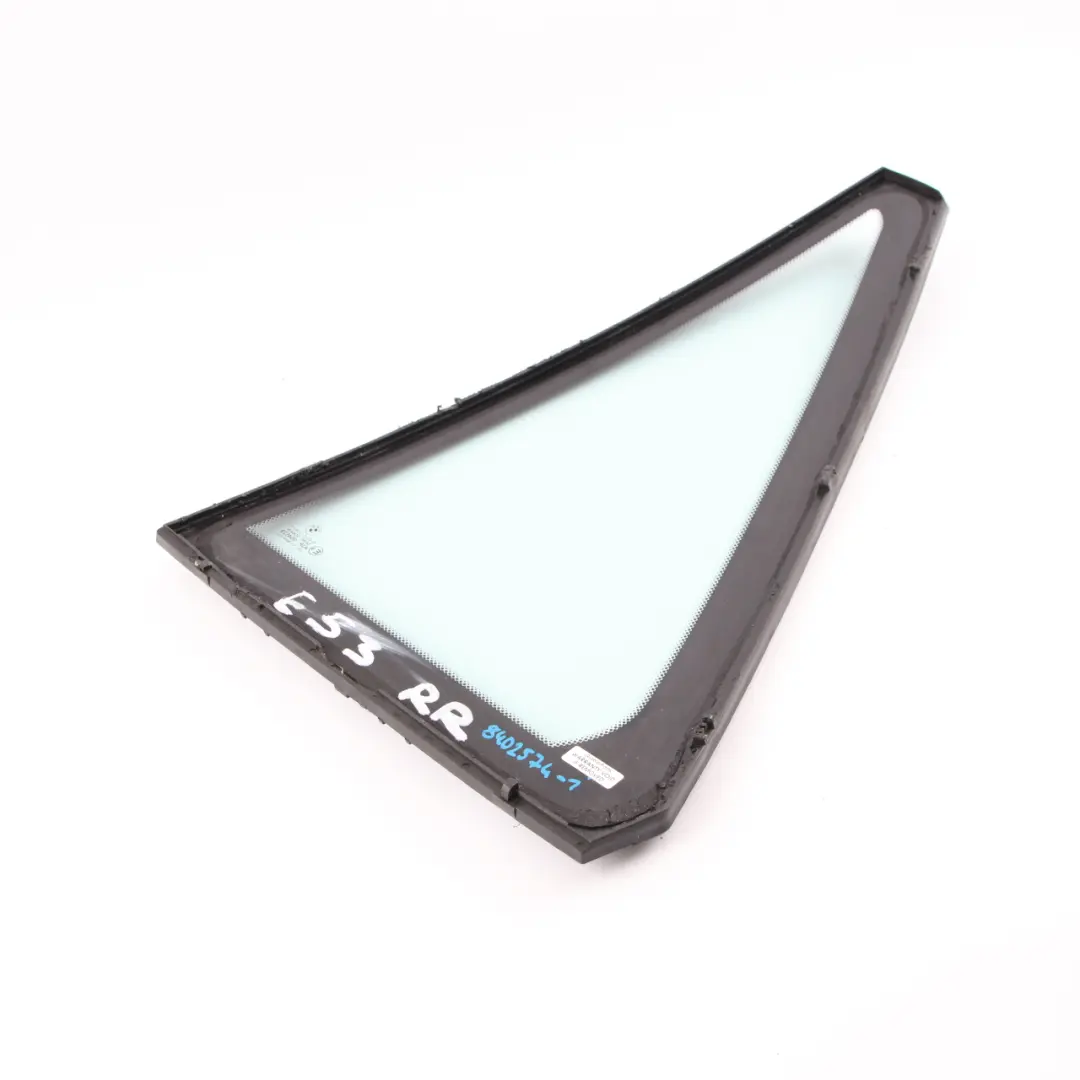 Vetro Porta Lato Fisso Posteriore Destro Verde AS2 per BMW X5 E53 con numero di parte 8402574 BMW X5 E53 Vetro Porta Lato Fisso Posteriore Destro Verde AS2 - SKU 8402574-1 - Numero di parte 8402574