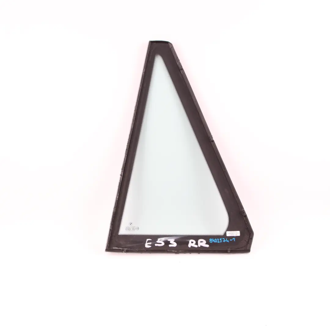 Window Glass Door Side Fixed Rear Right O/S Green AS2 to BMW X5 E53 with Part number 8402574 BMW X5 E53 Window Glass Door Side Fixed Rear Right O/S Green AS2 - SKU 8402574-1 - Part number 8402574