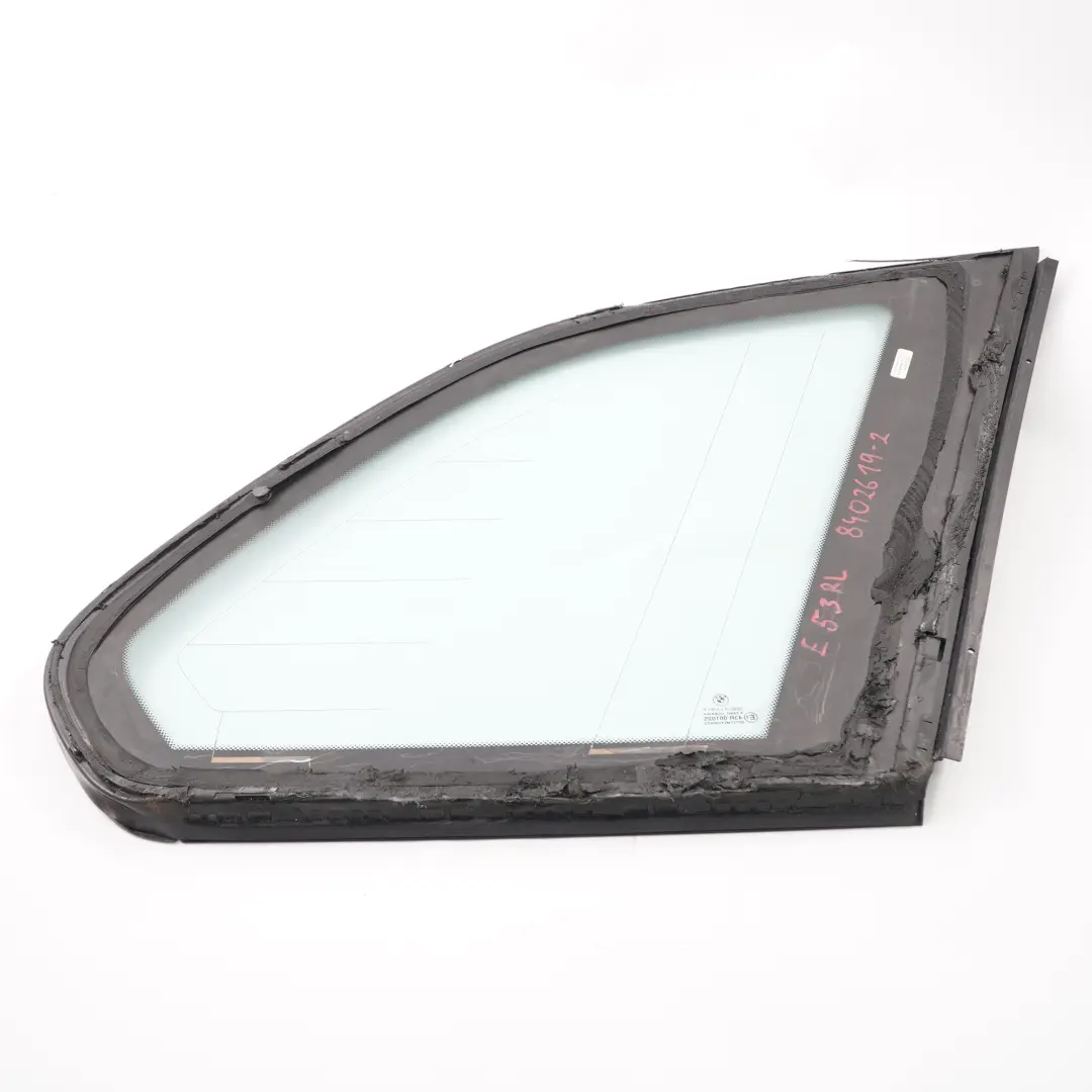 Fenster scheibe hinten links Seite Viertel grün AS2 für BMW X5 E53 mit Teilenummer 8402619 BMW X5 E53 Fenster scheibe hinten links Seite Viertel grün AS2 - SKU 8402619-2 - Teilenummer 8402619