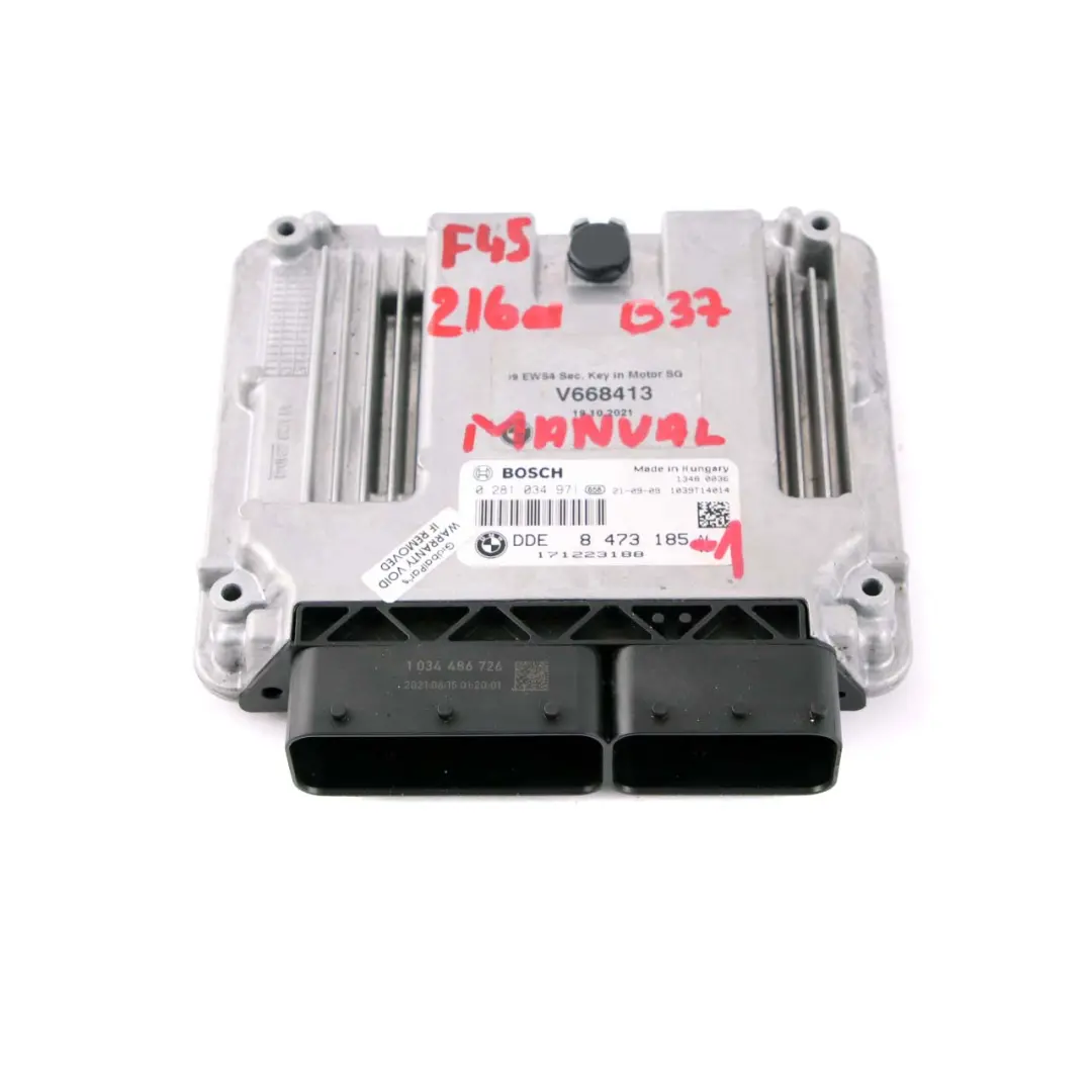 B37 ECU DDE Engine Control Unit to BMW F20 F30 F45 LCI 116d 216d 316d with Part number 8473185 BMW F20 F30 F45 LCI 116d 216d 316d B37 ECU DDE Engine Control Unit - SKU 8473185-1 - Part number 8473185