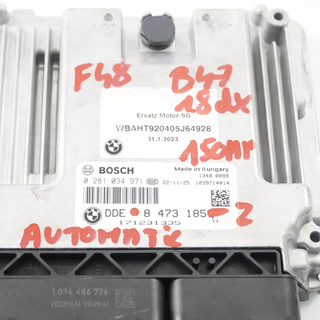 BMW F20 F30 LCI 118d 318d B47 150HP motore ECU Kit DDE FEM chiave - SKU 8473185-2 - Numero di parte 8473185