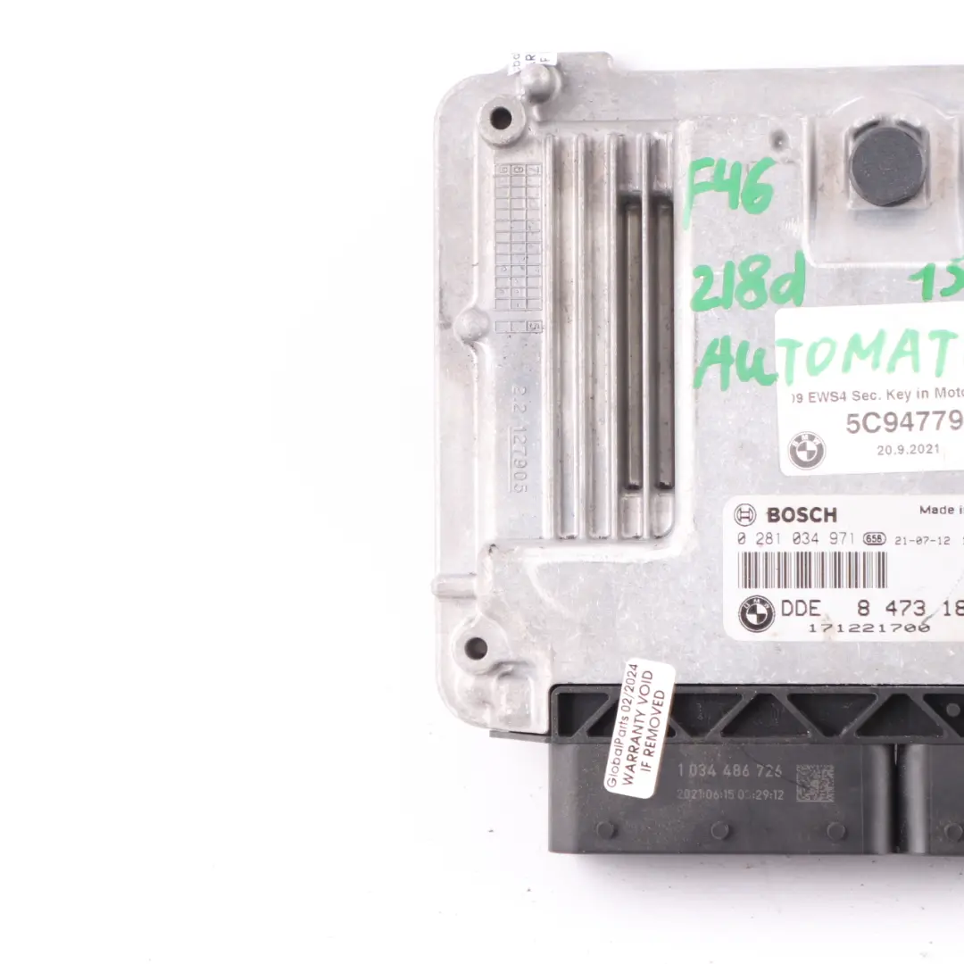 B47 150HP Engine Control Unit ECU DDE to BMW F20 F30 F45 LCI 118d 218d 318d with Part number 8473185 BMW F20 F30 F45 LCI 118d 218d 318d B47 150HP Engine Control Unit ECU DDE - SKU 8473185-3 - Part number 8473185