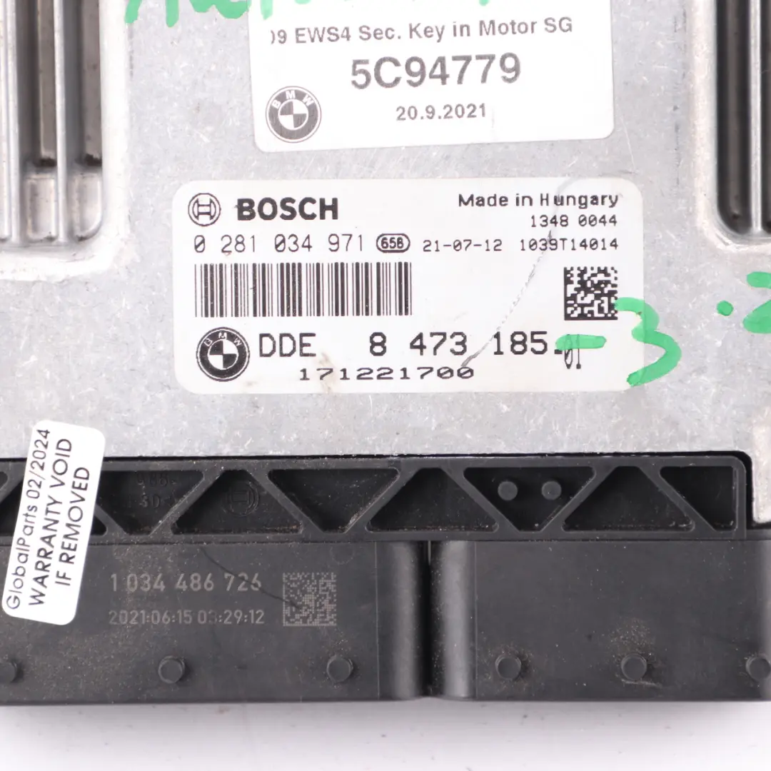 BMW F20 F30 F45 LCI 118d 218d 318d B47 150HP Engine Control Unit ECU DDE - SKU 8473185-3 - Part number 8473185