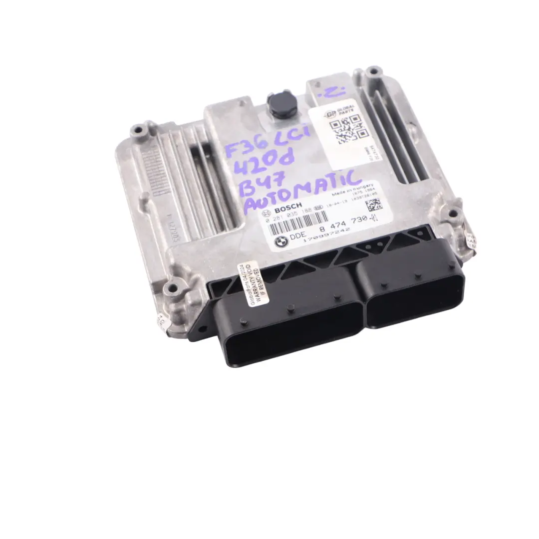 B47 190HP ECU DDE Automatic to BMW F20 F21 F30 F31 LCI 120d 320d Diesel with Part number 8474730 BMW F20 F21 F30 F31 LCI 120d 320d Diesel B47 190HP ECU DDE Automatic - SKU 8474730 - Part number 8474730