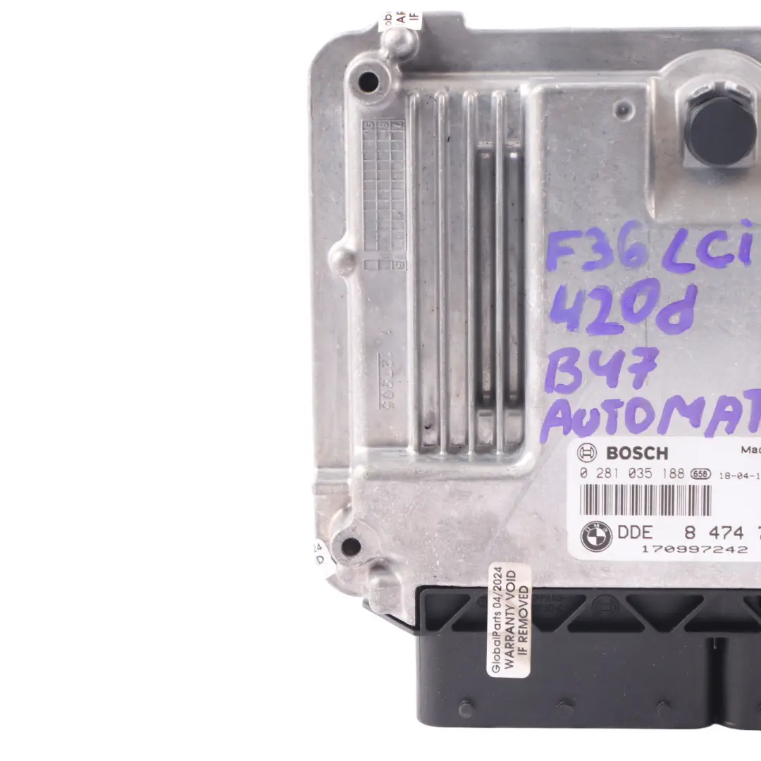 B47 190HP ECU DDE Automatic to BMW F20 F21 F30 F31 LCI 120d 320d Diesel with Part number 8474730 BMW F20 F21 F30 F31 LCI 120d 320d Diesel B47 190HP ECU DDE Automatic - SKU 8474730 - Part number 8474730