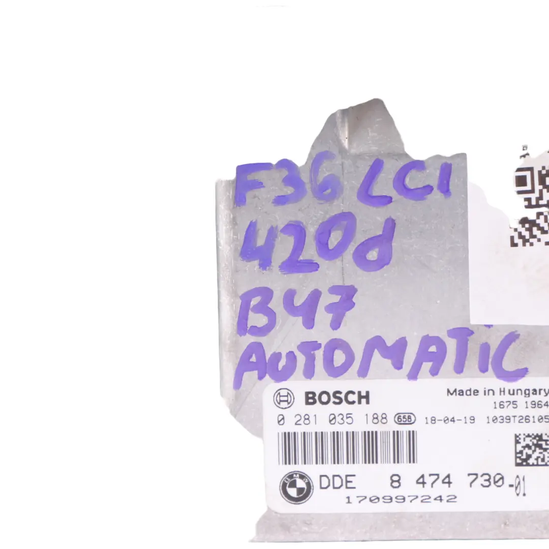 B47 190HP ECU DDE Automatik für BMW F20 F21 F30 F31 LCI 120d 320d Diesel mit Teilenummer 8474730 BMW F20 F21 F30 F31 LCI 120d 320d Diesel B47 190HP ECU DDE Automatik - SKU 8474730 - Teilenummer 8474730
