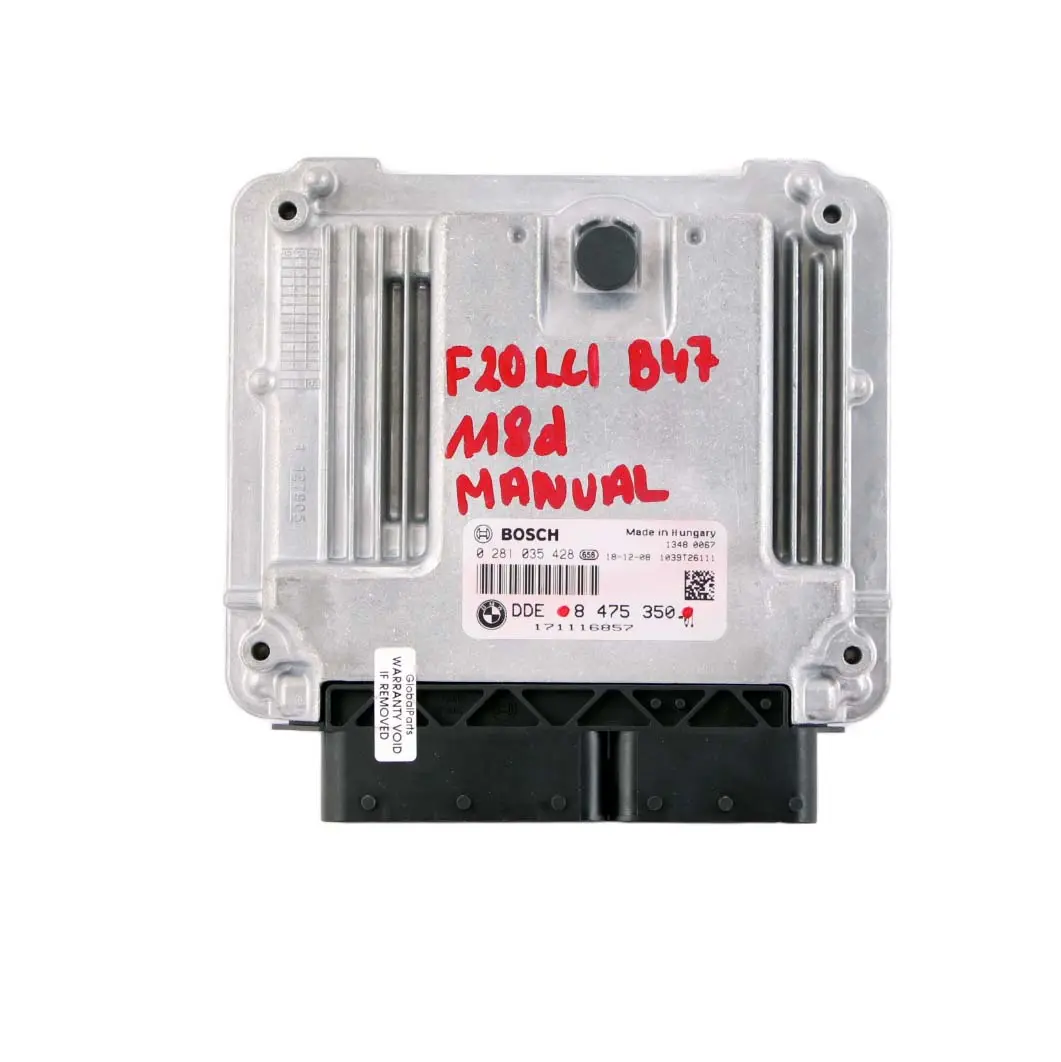 B47 150HP ECU Control Unit Module DDE Manual to BMW F20 F21 LCI 118d Diesel with Part number 8475350 BMW F20 F21 LCI 118d Diesel B47 150HP ECU Control Unit Module DDE Manual - SKU 8475350 - Part number 8475350