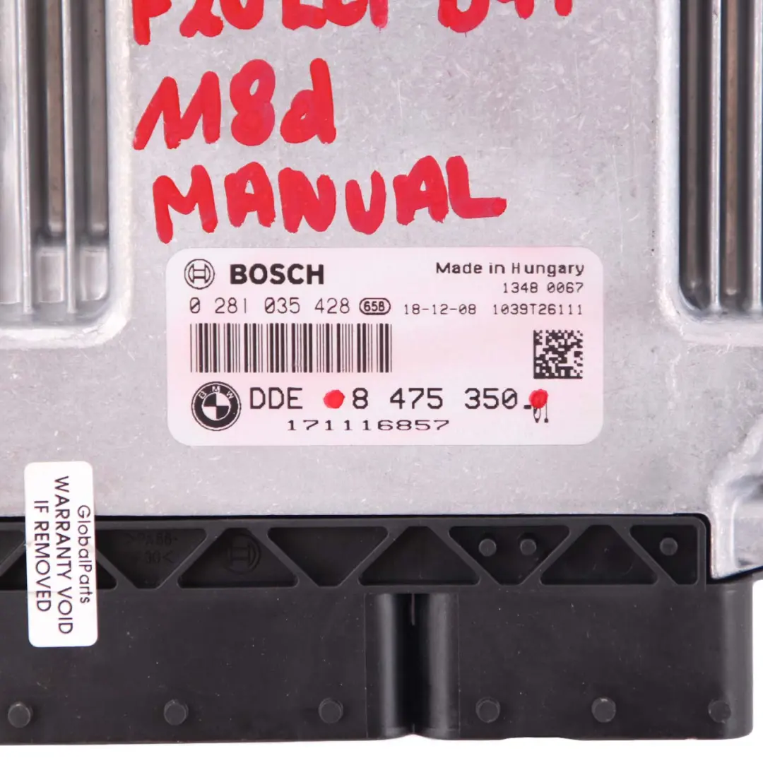 B47 150HP ECU Control Unit Module DDE Manual to BMW F20 F21 LCI 118d Diesel with Part number 8475350 BMW F20 F21 LCI 118d Diesel B47 150HP ECU Control Unit Module DDE Manual - SKU 8475350 - Part number 8475350
