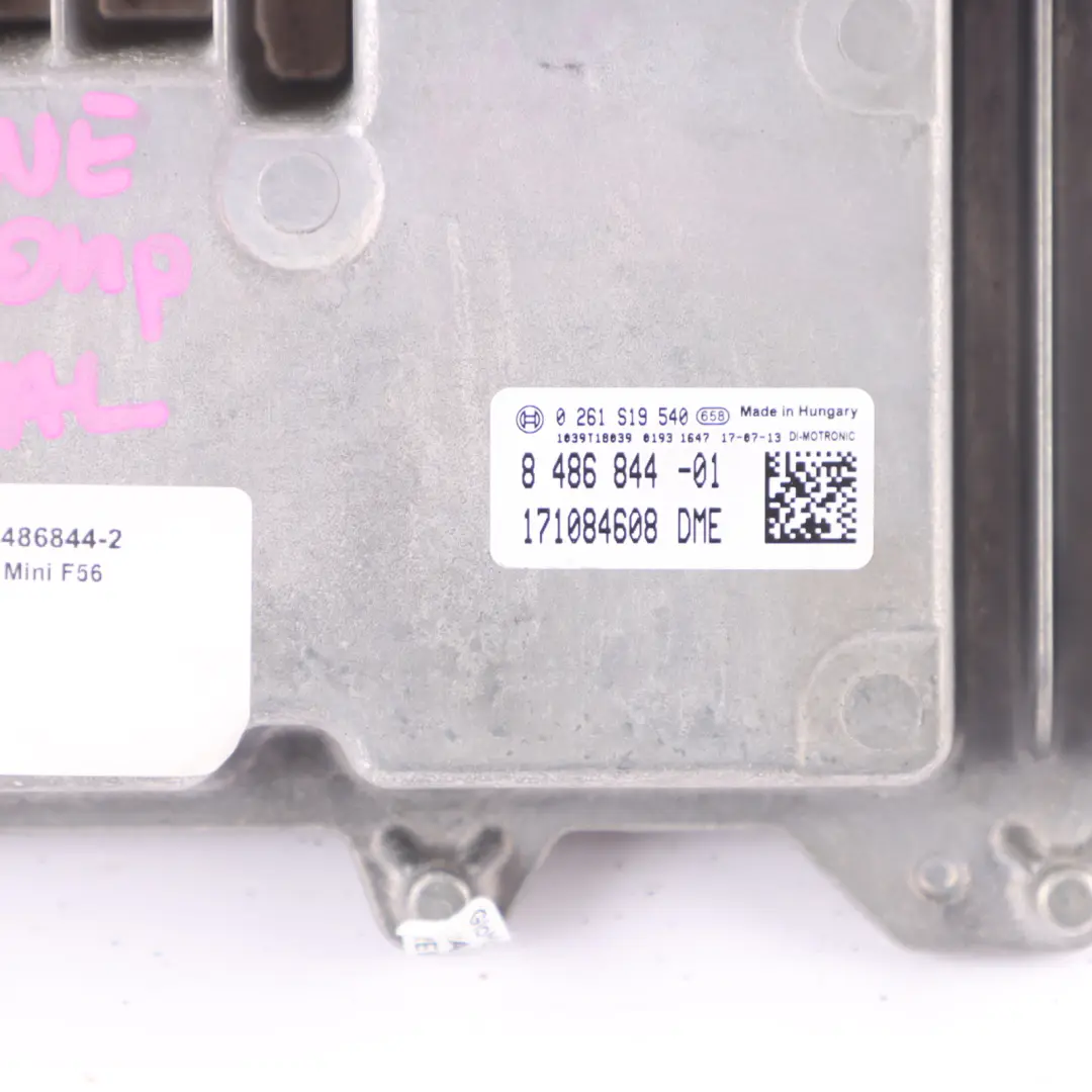 Mini One F56 B38 102HP Engine ECU Unit Kit DME BDC Lock Key Manual - SKU 8486844-2 - Part number 8486844
