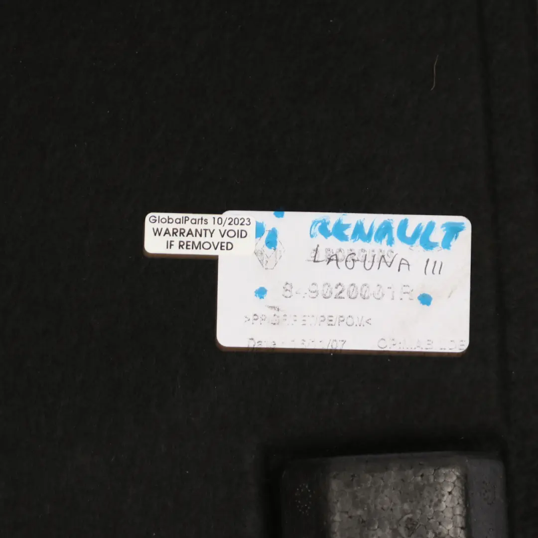 Mk3 Trunk Floor Boot Rear Loading Trim Carpet Black to Renault Laguna with Part number 849020001R Renault Laguna Mk3 Trunk Floor Boot Rear Loading Trim Carpet Black - SKU 849020001R - Part number 849020001R
