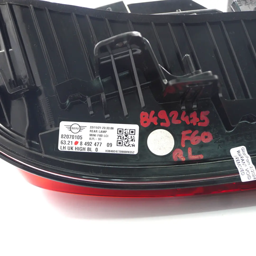 Mini F60 LCI Luz Trasera Izquierda Negro Linea Panel Lateral 8492477 - SKU 8492475 - Número de pieza 8492475
