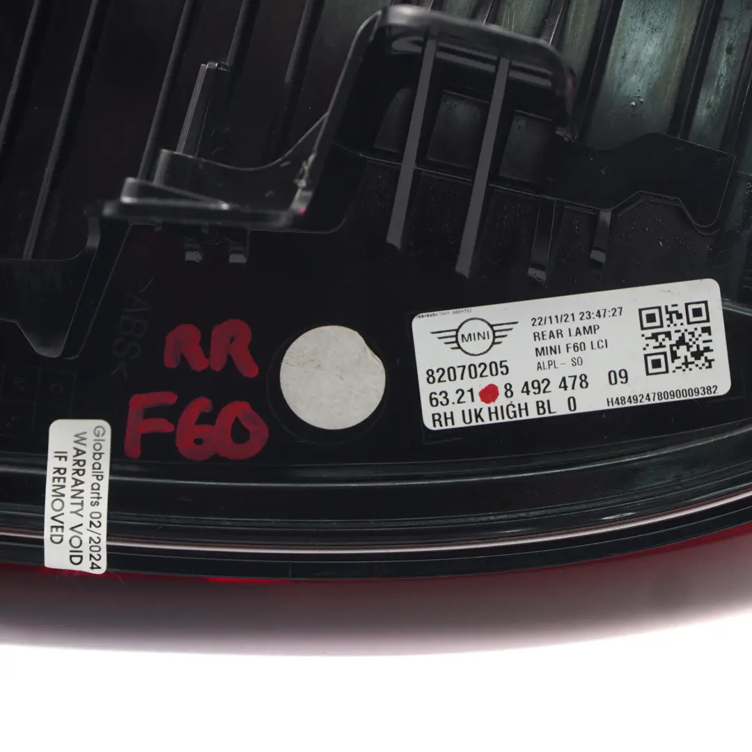 Lamp Right O/S Black Line Side Panel Tail Light to Mini F60 LCI Rear with Part number 8492478 Mini F60 LCI Rear Lamp Right O/S Black Line Side Panel Tail Light - SKU 8492478 - Part number 8492478