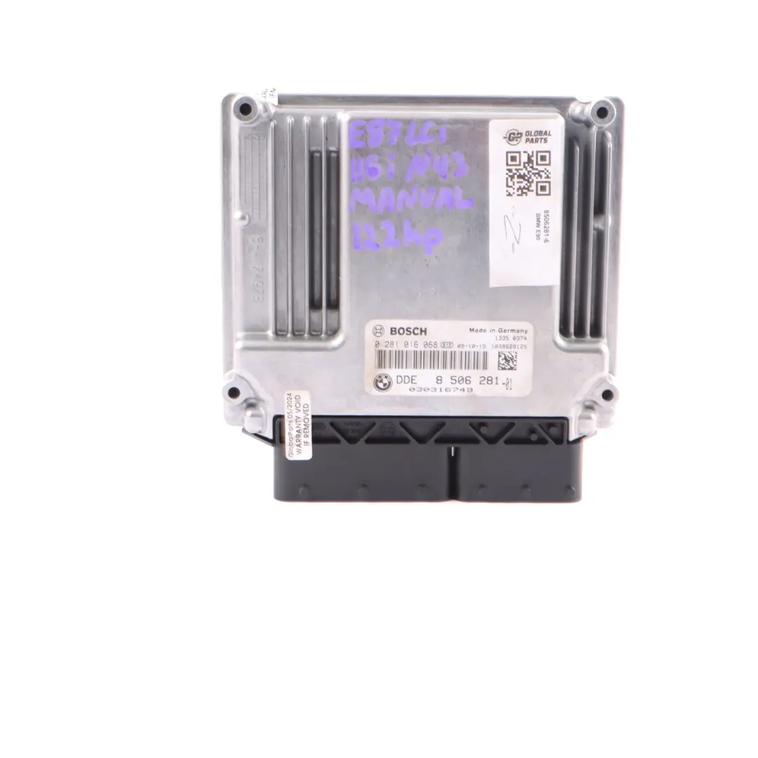 BMW E87 E90 LCI 116d 316d N47 Engine Module ECU Kit DDE CAS3 Key Manual - SKU 8506281-6 - Part number 8506281