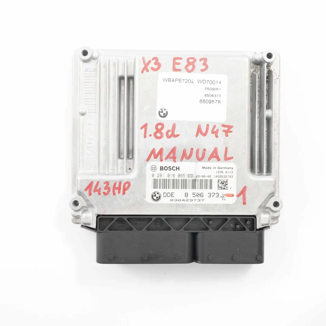 N47 Unité Contrôle Moteur Kit ECU Module DDE EWS Cle pour BMW X3 E83 LCI 1.8d à propos du numéro de pièce 8506373 BMW X3 E83 LCI 1.8d N47 Unité Contrôle Moteur Kit ECU Module DDE EWS Cle - SKU 8506373-1 - Numéro de pièce 8506373
