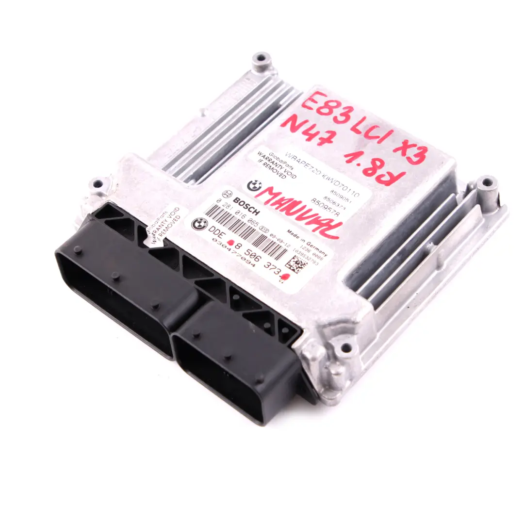 N47 ECU Unita di Controllo Del Motore Dde Manual per BMW X3 E83 LCI 1.8d con numero di parte 8506373 BMW X3 E83 LCI 1.8d N47 ECU Unita di Controllo Del Motore Dde Manual - SKU 8506373 - Numero di parte 8506373