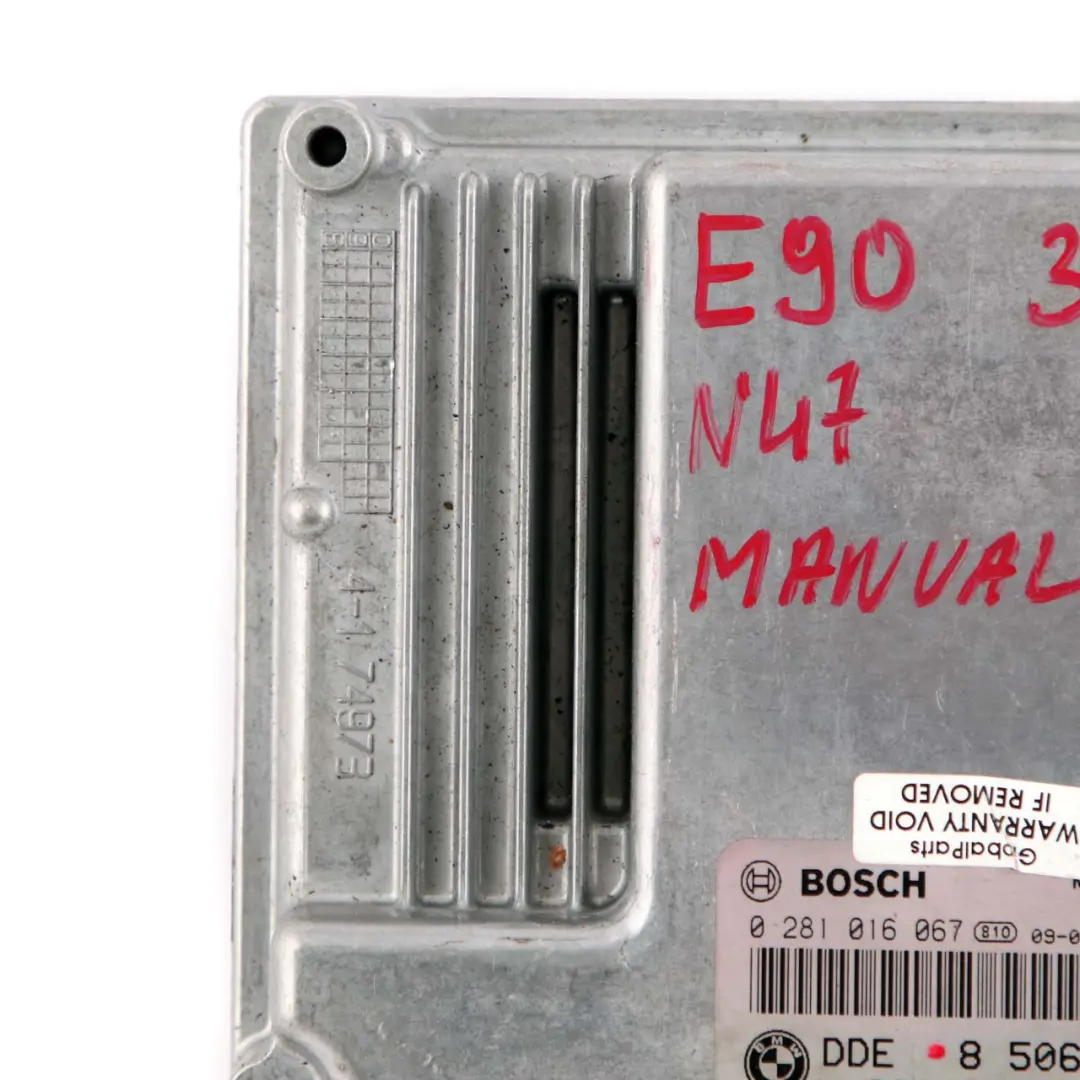 N47 ECU Engine Control Unit DDE Manual to BMW E60 E87 E90 120d 320d 520d with Part number 8506374 BMW E60 E87 E90 120d 320d 520d N47 ECU Engine Control Unit DDE Manual - SKU 8506374-1 - Part number 8506374