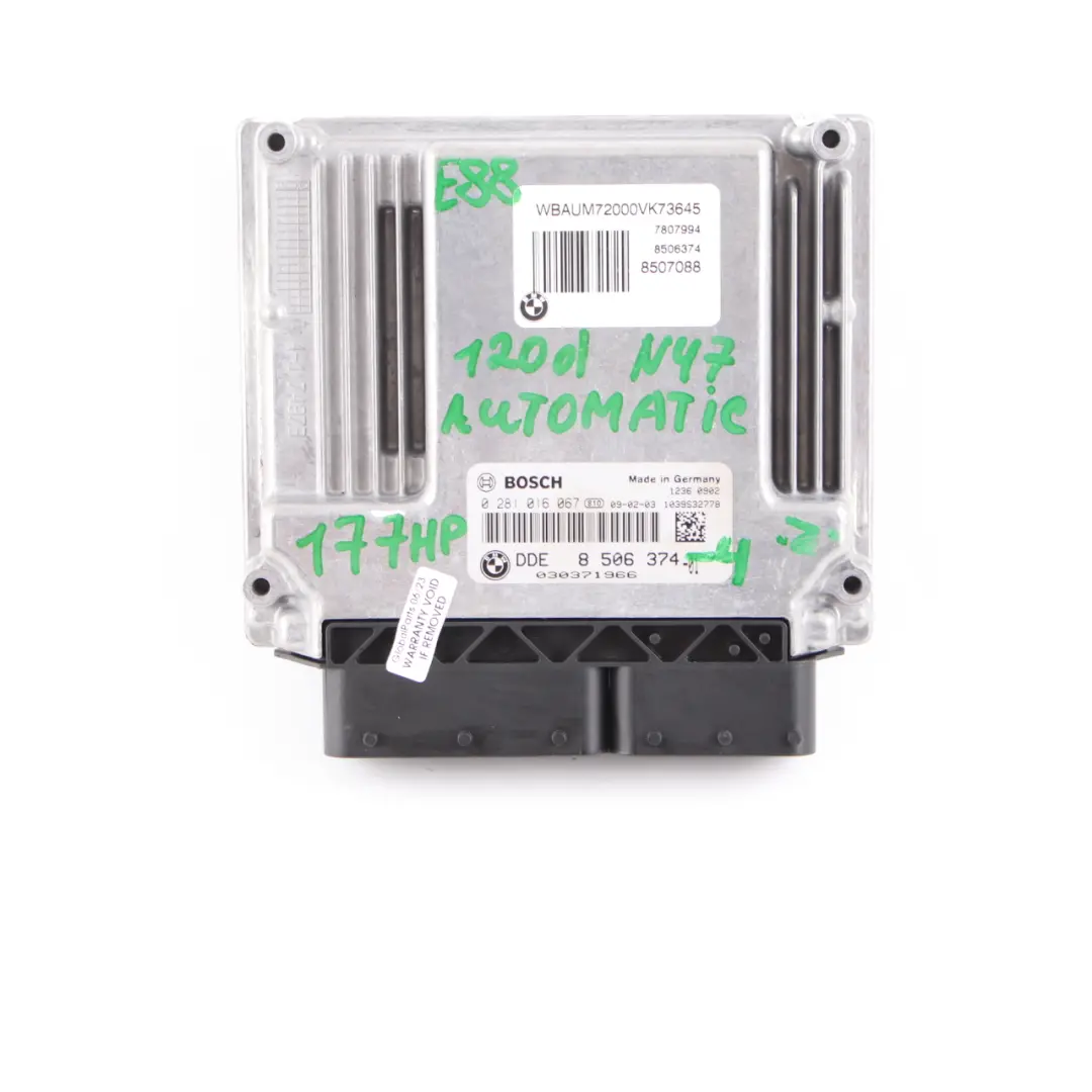 N47 ECU Kit DDE CAS3 + Key Automatic to BMW E81 E87 E90 LCI 120d 320d with Part number 8506374 BMW E81 E87 E90 LCI 120d 320d N47 ECU Kit DDE CAS3 + Key Automatic - SKU 8506374-4 - Part number 8506374