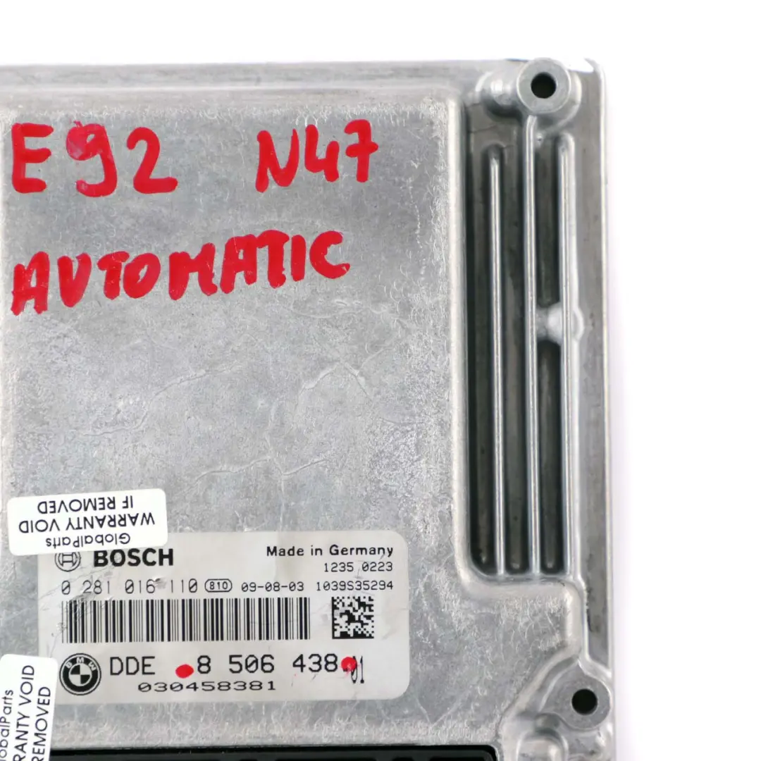 N47 ECU Unità di controllo DDE Modulo per BMW E81 E87 LCI E90 E92 120d 320d con numero di parte 8506438 BMW E81 E87 LCI E90 E92 120d 320d N47 ECU Unità di controllo DDE Modulo - SKU 8506438 - Numero di parte 8506438