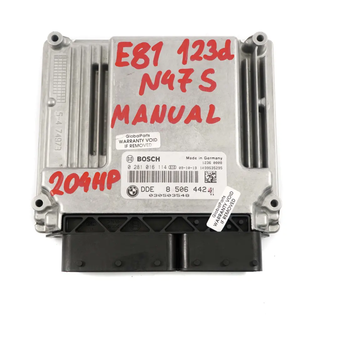 N47S ECU Steuergerät DDE Schaltgetriebe für BMW E81 E87 LCI E88 123d Motor mit Teilenummer 8506442 BMW E81 E87 LCI E88 123d Motor N47S ECU Steuergerät DDE Schaltgetriebe - SKU 8506442 - Teilenummer 8506442