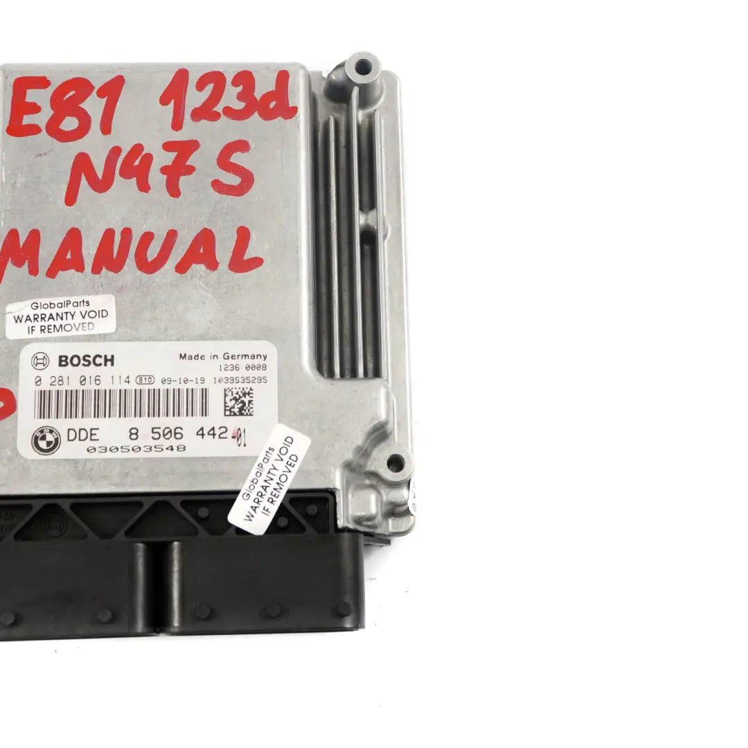 Gasolina N47S 204HP ECU Motor DDE Manual para BMW E81 E82 E87 LCI E88 123d con número de pieza 8506442 BMW E81 E82 E87 LCI E88 123d Gasolina N47S 204HP ECU Motor DDE Manual - SKU 8506442 - Número de pieza 8506442
