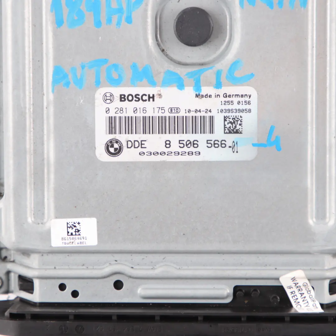 N47N 184HP ECU Engine DDE Automatic Transmission to BMW E90 E91 LCI 320d with Part number 8506566 BMW E90 E91 LCI 320d N47N 184HP ECU Engine DDE Automatic Transmission - SKU 8506566-4 - Part number 8506566