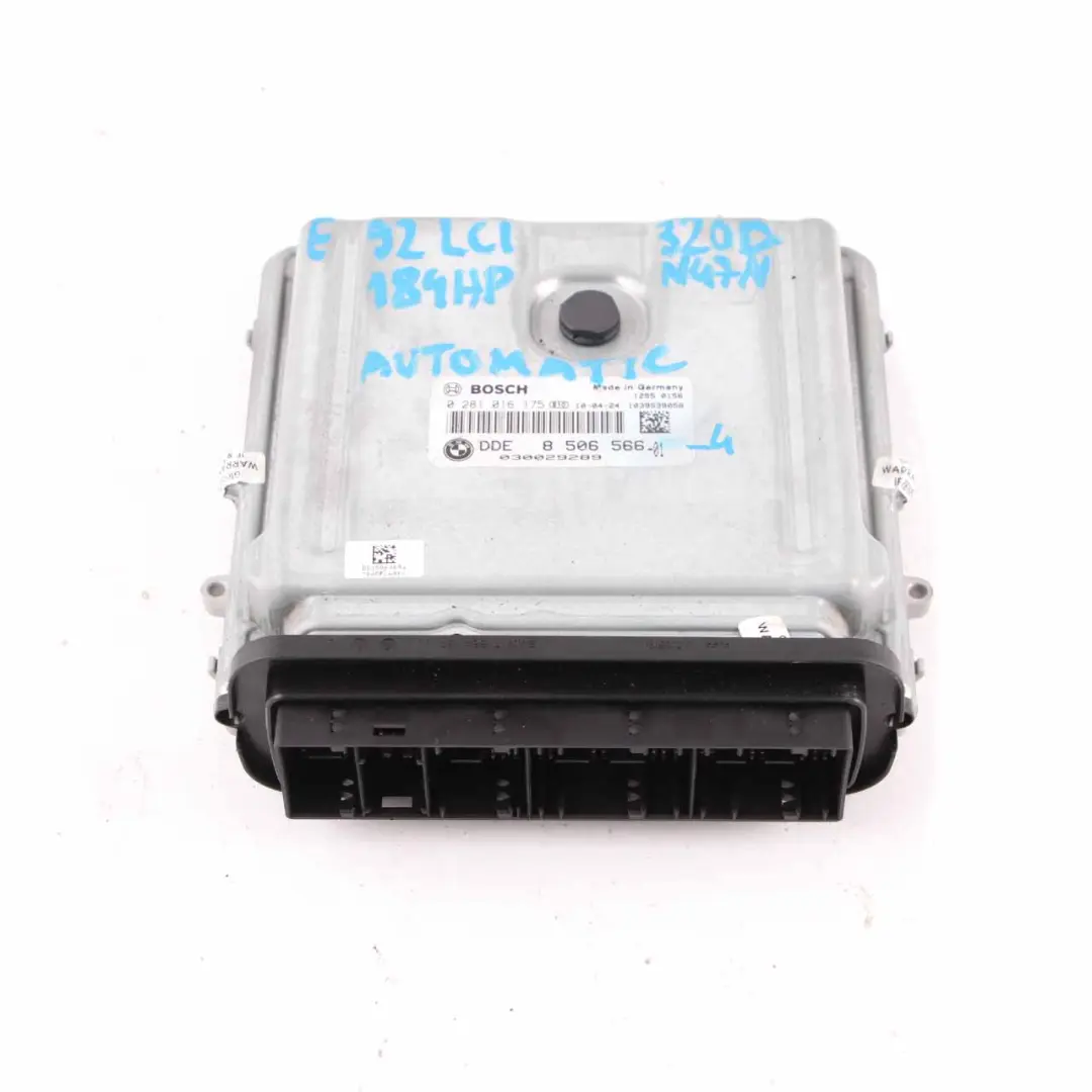N47N 184HP ECU Engine DDE Automatic Transmission to BMW E90 E91 LCI 320d with Part number 8506566 BMW E90 E91 LCI 320d N47N 184HP ECU Engine DDE Automatic Transmission - SKU 8506566-4 - Part number 8506566