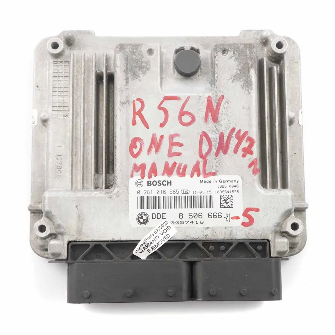 90HP N47N Motor Diesel ECU Unidad Control DDE Manual para Mini One R56 LCI con número de pieza 8506666 Mini One R56 LCI 90HP N47N Motor Diesel ECU Unidad Control DDE Manual - SKU 8506666-5 - Número de pieza 8506666