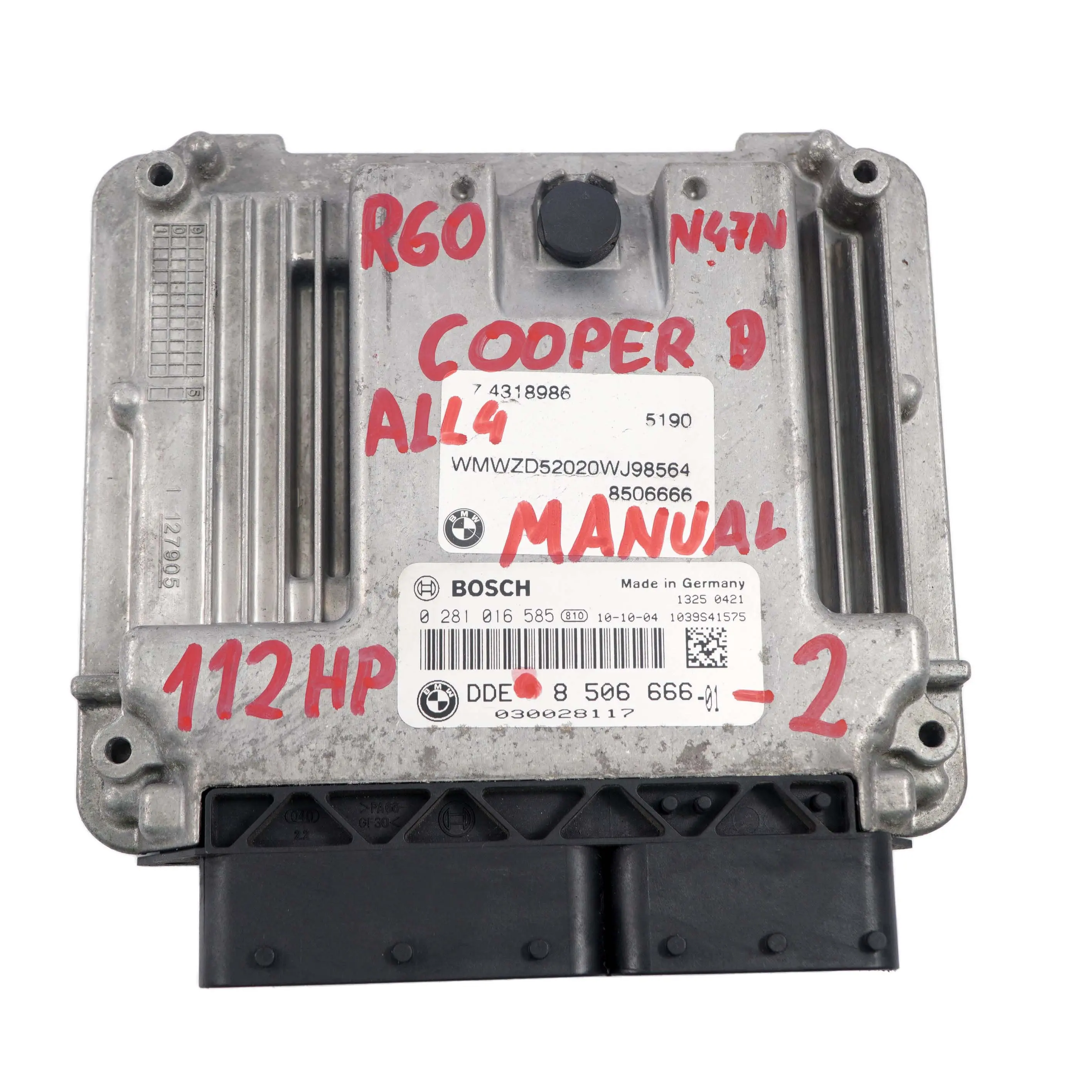 Mini Cooper D R60 ALL4 N47N Diesel Engine Control Unit ECU DDE 8506666 Manuel