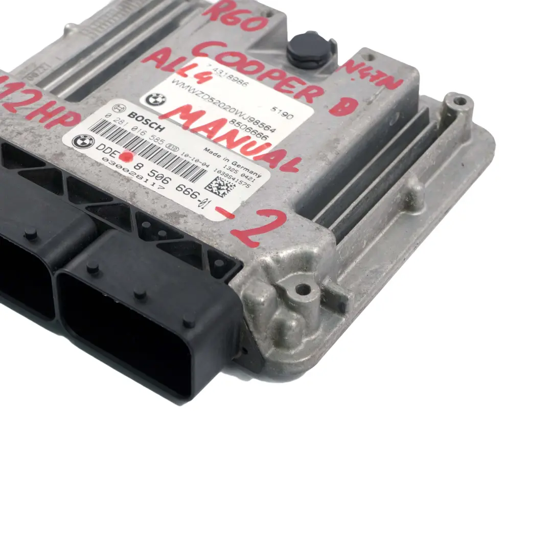 N47N Unidad De Control del Motor Diesel ECU DDE Manual para Mini D R60 ALL4 con número de pieza 8506666 Mini D R60 ALL4 N47N Unidad De Control del Motor Diesel ECU DDE Manual - SKU 8506666 - Número de pieza 8506666