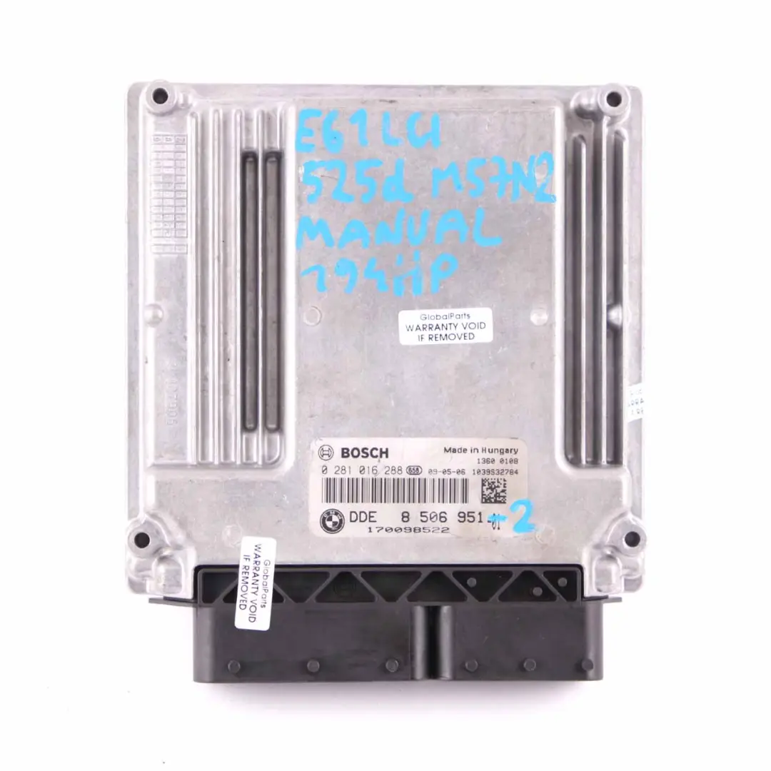 M57N2 Kit ECU Unità Controllo Base DDE CAS3 per BMW E60 LCI E90 325D 525D con numero di parte 8506951 BMW E60 LCI E90 325D 525D M57N2 Kit ECU Unità Controllo Base DDE CAS3 - SKU 8506951-2 - Numero di parte 8506951