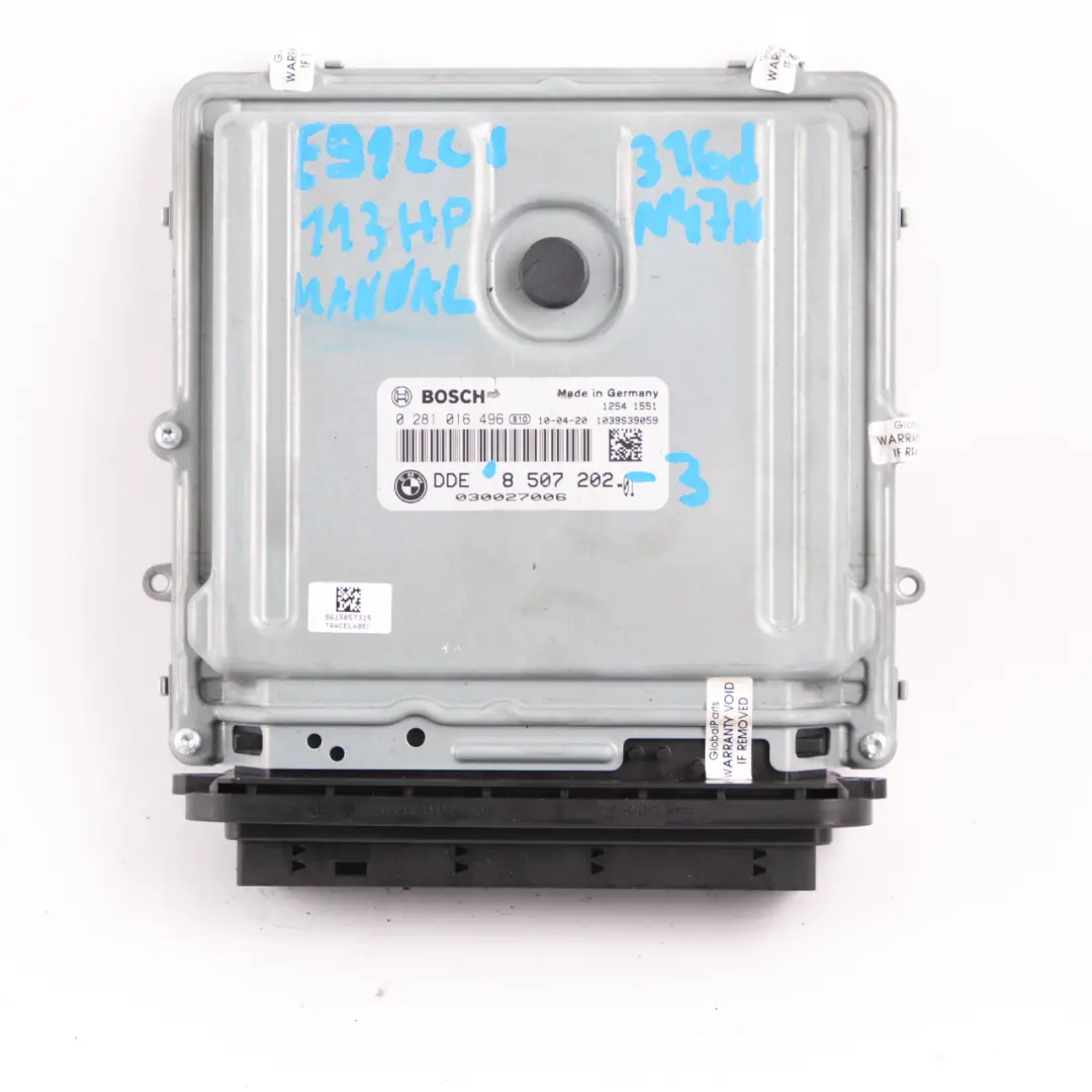 BMW E90 E91 LCI 316d N47N 116HP ECU Engine Kit DDE CAS3 Key Manual - SKU 8507202-3 - Part number 8507202
