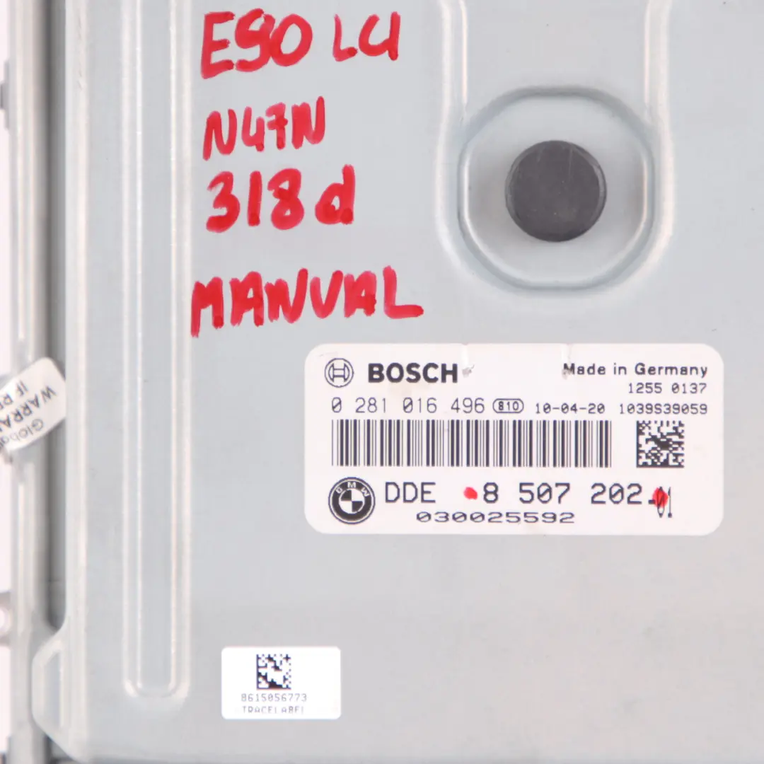 BMW E90 E91 LCI 318d N47N 143HP ECU Unità controllo motore DDE Manuale - SKU 8507202 - Numero di parte 8507202