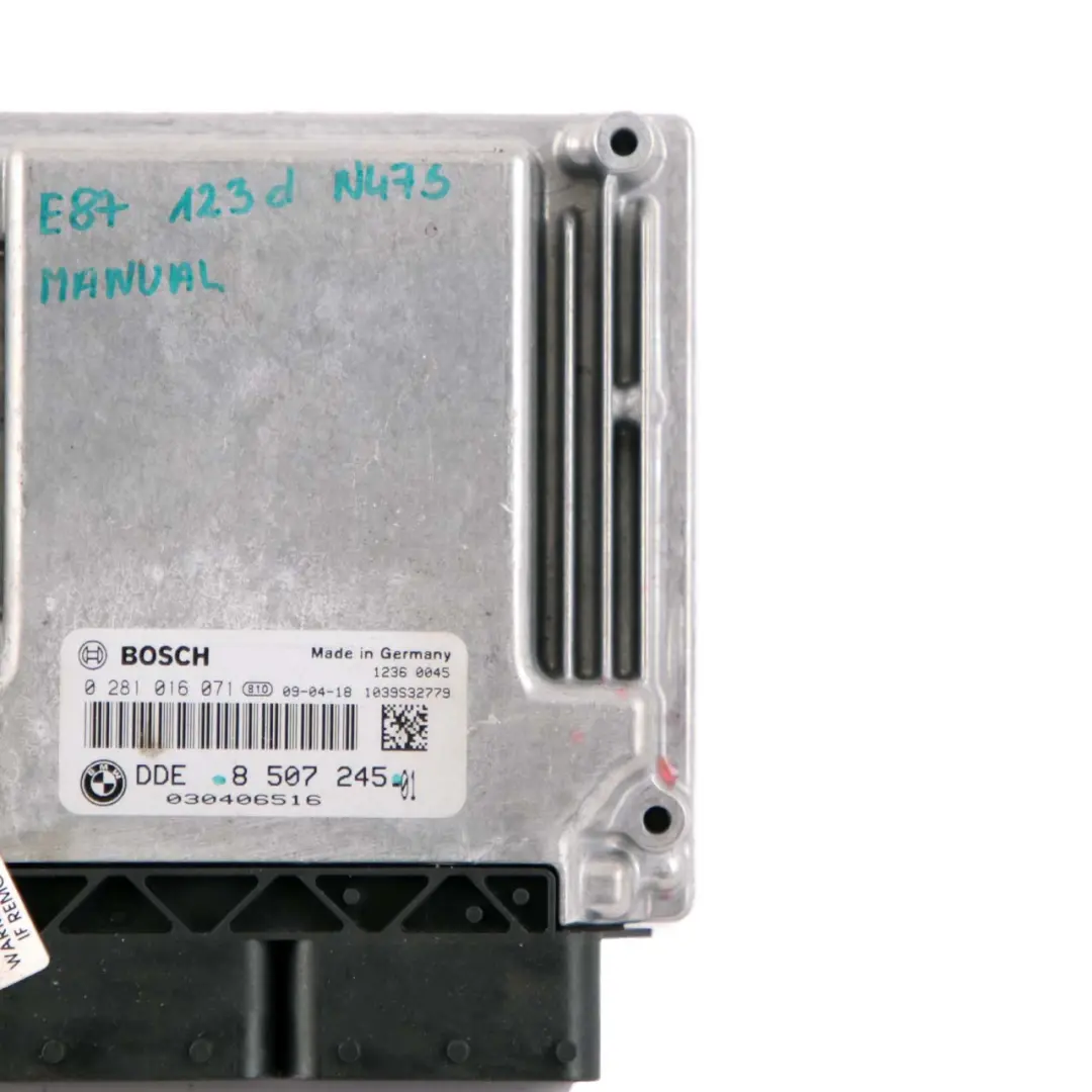N47S ECU Control Unit DDE Manual to BMW E81 E82 E87 LCI E88 123d Engine with Part number 8507245 BMW E81 E82 E87 LCI E88 123d Engine N47S ECU Control Unit DDE Manual - SKU 8507245 - Part number 8507245