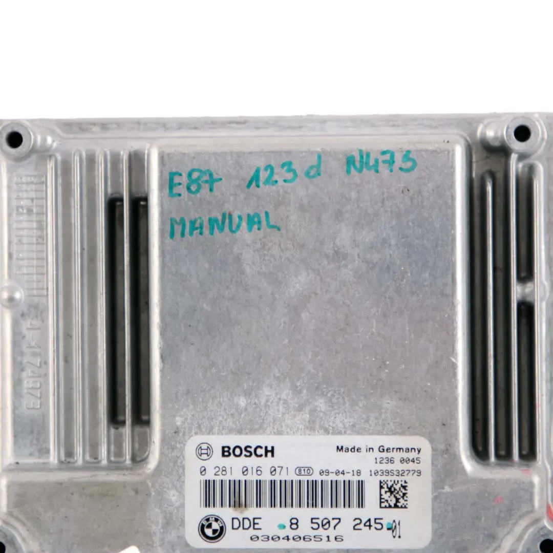 N47S ECU Control Unit DDE Manual to BMW E81 E82 E87 LCI E88 123d Engine with Part number 8507245 BMW E81 E82 E87 LCI E88 123d Engine N47S ECU Control Unit DDE Manual - SKU 8507245 - Part number 8507245