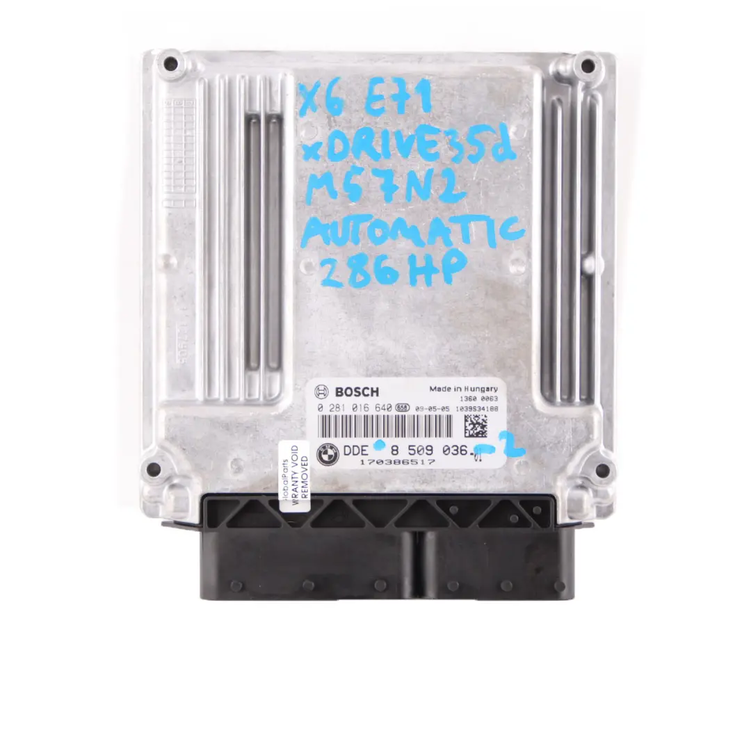 BMW X6 E71 35dX M57N2 286HP Engine ECU Unit DDE CAS3 Key Automatic - SKU 8509036-2 - Part number 8509036