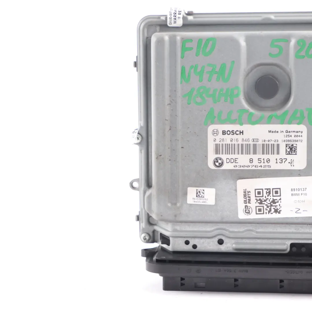 N47N 184PS Motor ECU Steuergerät DDE Automatik für BMW F10 F11 520D Diesel mit Teilenummer 8510137 BMW F10 F11 520D Diesel N47N 184PS Motor ECU Steuergerät DDE Automatik - SKU 8510137 - Teilenummer 8510137