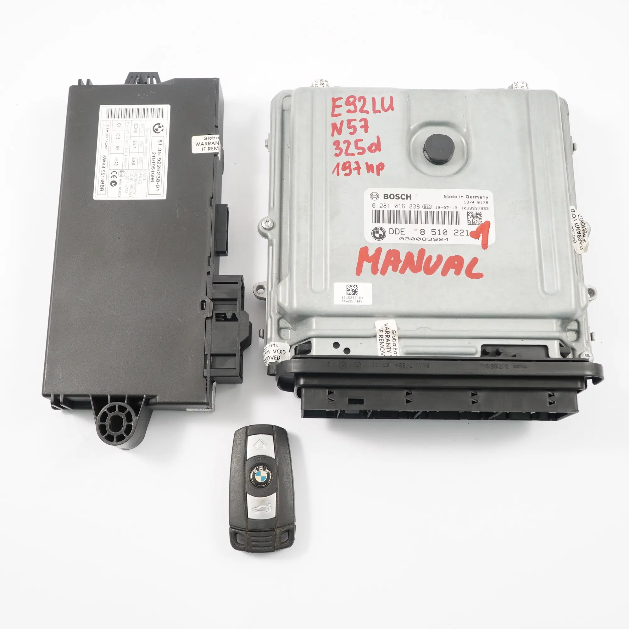BMW E90 E91 LCI E92 325d Diesel N57 204HP ECU Kit Motor DDE 8510221 CAS3 + Llave