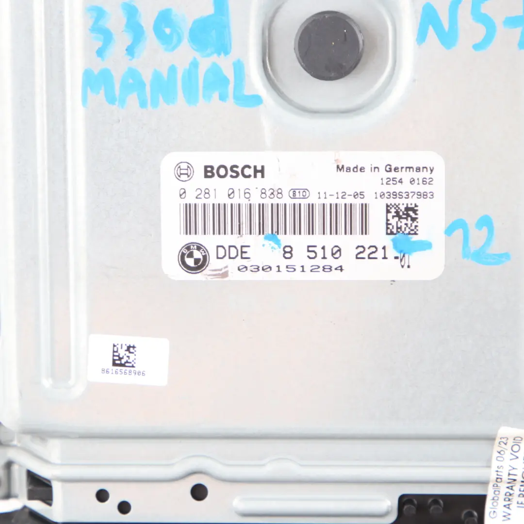 BMW E90 E91 LCI E92 330d N57 245HP ECU Motor Kit DDE CAS3 Manuale Chiave - SKU 8510221-12 - Numero di parte 8510221